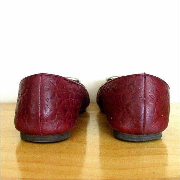 Fossil Maddox Flats Cordovan Red Tooled Leather - Picture 5 of 7